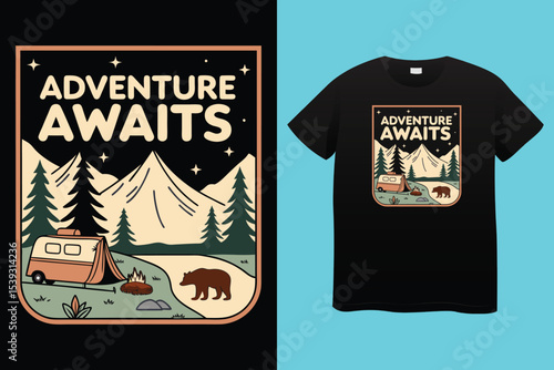 Camping typography t shirt design