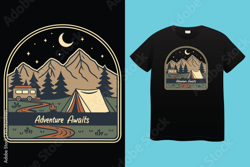 Camping typography t shirt design