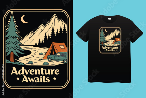 Camping typography t shirt design