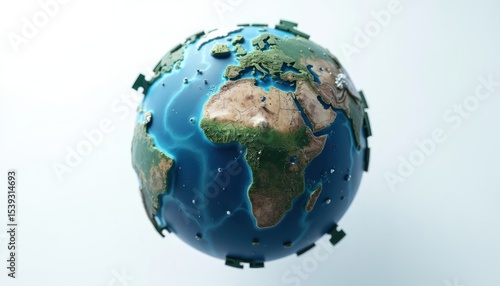 Detailed 3d model of the world globe.
