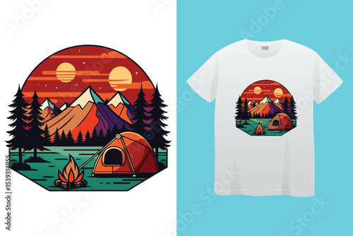 Campfire art design vector. Campfire t-shirt design. bonfire with flame for camping t-shirt print
