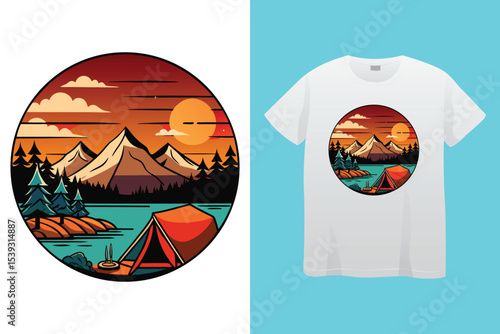 Campfire art design vector. Campfire t-shirt design. bonfire with flame for camping t-shirt print