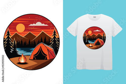 Campfire art design vector. Campfire t-shirt design. bonfire with flame for camping t-shirt print