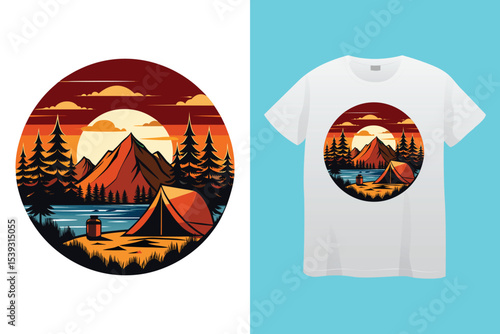 Campfire art design vector. Campfire t-shirt design. bonfire with flame for camping t-shirt print
