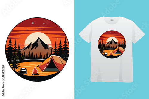 Campfire art design vector. Campfire t-shirt design. bonfire with flame for camping t-shirt print