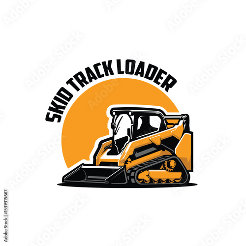 Skid track loader vector art illustration vector logo isolated