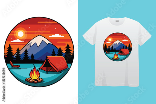 Campfire art design vector. Campfire t-shirt design. bonfire with flame for camping t-shirt print