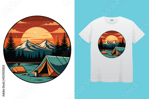 Campfire art design vector. Campfire t-shirt design. bonfire with flame for camping t-shirt print