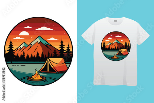 Campfire art design vector. Campfire t-shirt design. bonfire with flame for camping t-shirt print