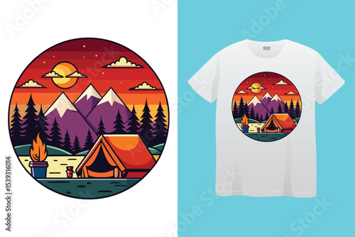 Campfire art design vector. Campfire t-shirt design. bonfire with flame for camping t-shirt print
