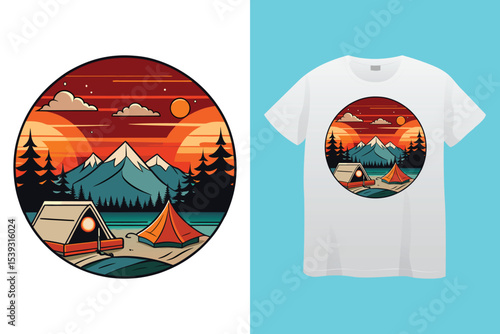 Campfire art design vector. Campfire t-shirt design. bonfire with flame for camping t-shirt print