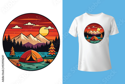Campfire art design vector. Campfire t-shirt design. bonfire with flame for camping t-shirt print