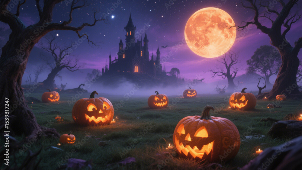 A hauntingly beautiful Halloween scene under a full, glowing moon with deep orange and purple hues. Halloween, Halloween Costumes, Halloween Background, Happy Halloween A hauntingly beautiful Halloween scene under a full, glowing moon with deep orange and purple hues. Halloween, Halloween Costumes, Halloween Background, Happy Halloween
