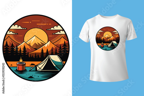 Starry night camping t shirt Design. Vector t shirt Design.