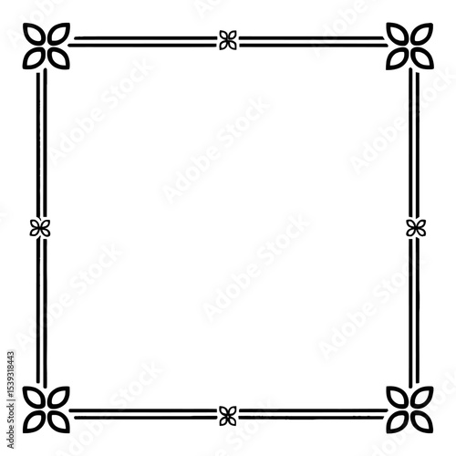 Elegant Frame Design: A sophisticated frame featuring delicate floral corner elements, framed by elegant linear details, perfect for adding a touch of refinement and structure to your design projects.