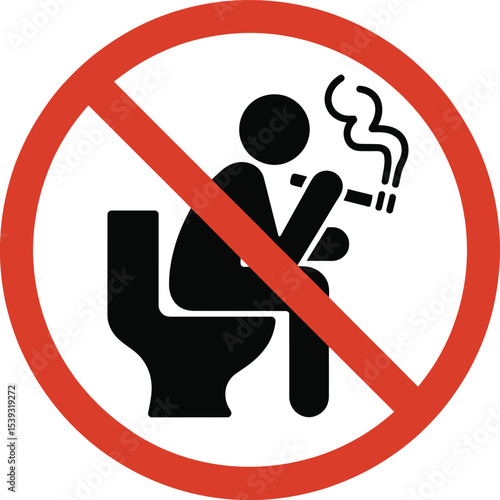 No Smoking in Toilet Sign Vector – Restroom Prohibited Icon Design
