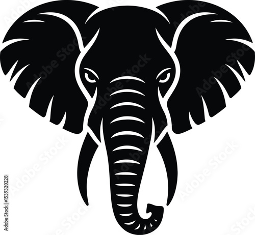 Bold Elephant Head Silhouette Vector Logo Design