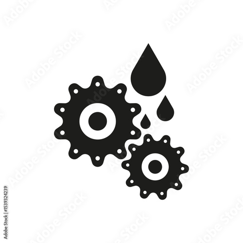 Gear drop icon. Oil fluid shape. Mechanical tool symbol. Vector graphic.