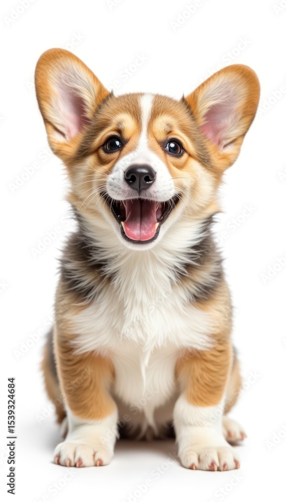Adorable puppy sitting against a white background. Adorable puppy sitting against a white background.