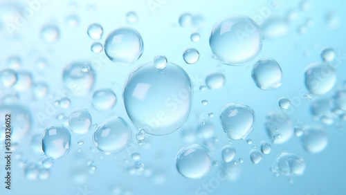 Wallpaper Mural Abstract image featuring a cluster of translucent water droplets on a light blue background Torontodigital.ca