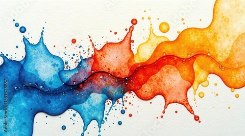 Abstract Colorful Liquid Splashes A Vibrant Watercolor Impression of Dynamic Fluid Movement and Intermingling Colors