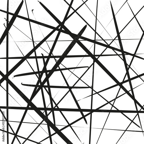 Black line chaos. Abstract thread layout. Graphic crossing strokes. Vector random pattern.