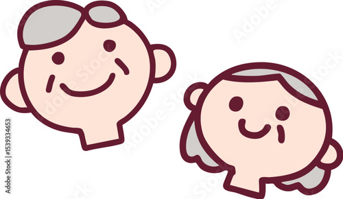 シンプルなおじいさんおばあさんの可愛いイラスト
