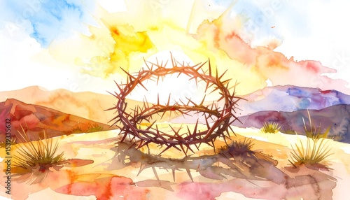 Crown of Thorns with Desert Sunset.