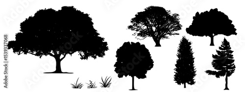 silhouette design of trees and grass for element needs
