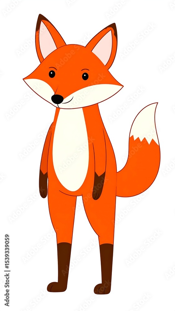 Obraz premium Cute cartoon fox illustration.