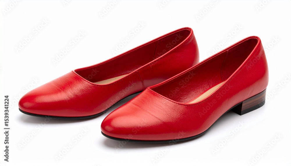 Red female shoes on a white background isolated Red female shoes on a white background isolated