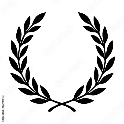 Laurel wreath icon with classic laurel leaves and transparent background
