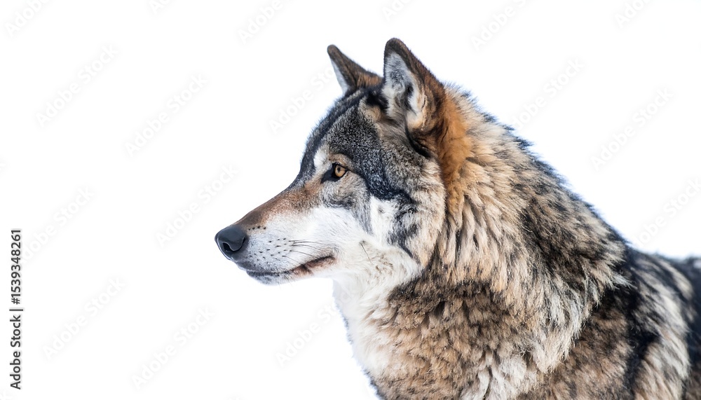Fototapeta premium Gray Wolf Profile with Winter Snow.