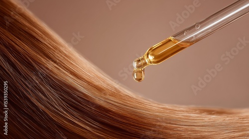 茶色の髪に垂らすヘアオイル