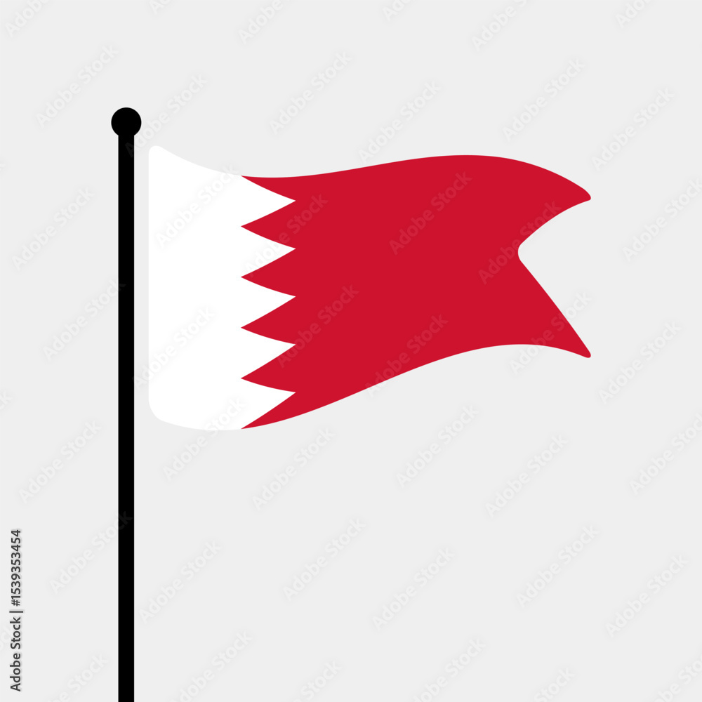 Obraz premium Flag of Bahrain. Bahrain flag vector illustration icon design. Fluttering flagpole flag.