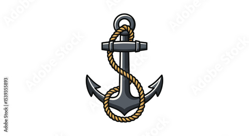 Anchor with rope nautical marine sea ocean symbol