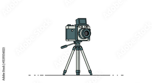 Camera on tripod for photography, hobby illustration