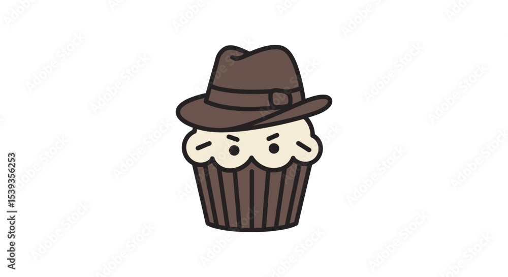 Cupcake with hat, fun food concept art Cupcake with hat, fun food concept art