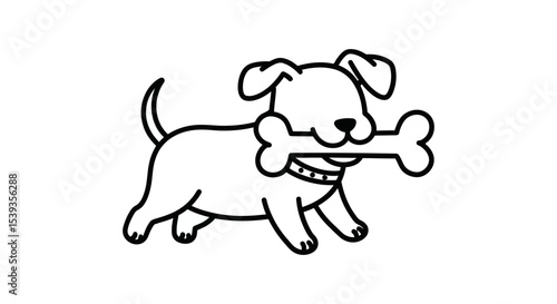 Dog carrying bone, animal, pet, canine friend