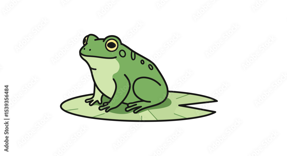 Naklejka premium Frog sitting on a lily pad in pond