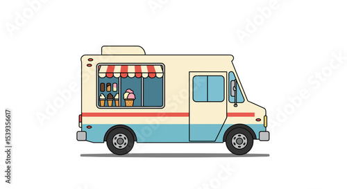 Ice cream truck cartoon flat style