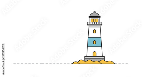 Lighthouse shining beacon navigation safety guidance symbol