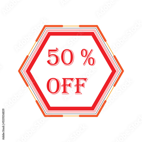 50% Off  Modern Polygon Discount Label Design