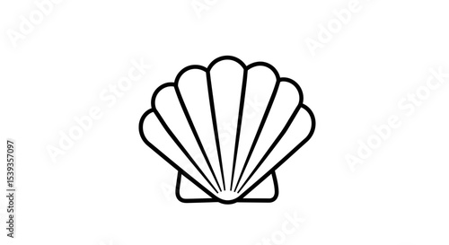 Simple seashell outline on blue background