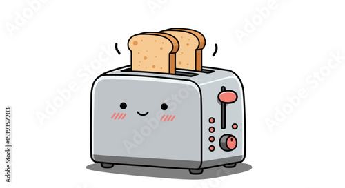 Toaster with bread cartoon appliance breakfast