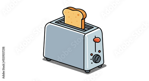 Toaster with Bread Slice Icon on Blue