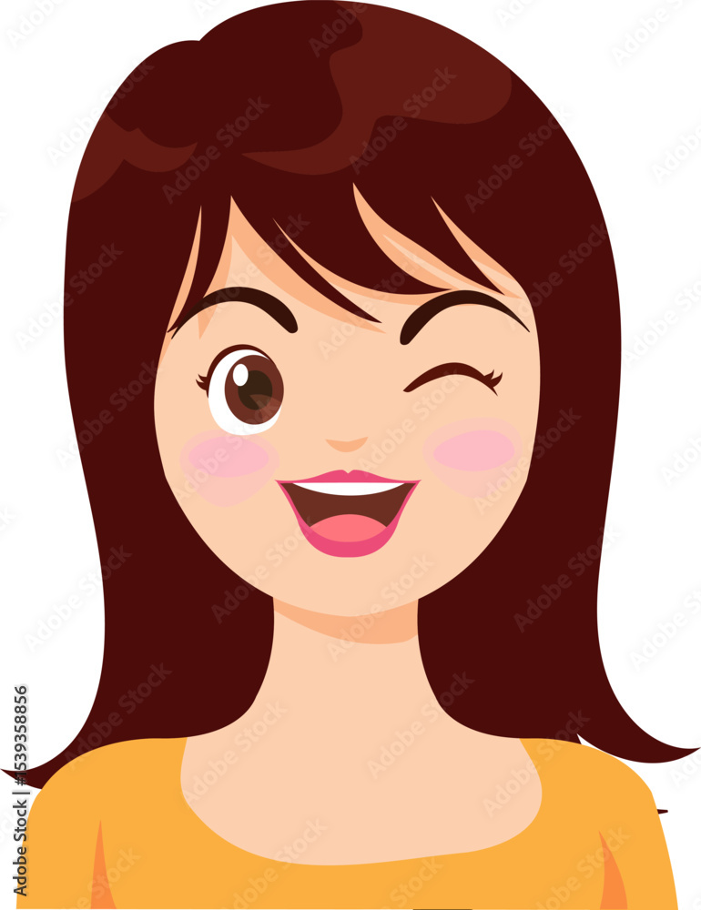 Playful Wink: A vibrant portrait of a woman winking, radiating warmth and cheerfulness, a symbol of approachable charm and delight. Playful Wink: A vibrant portrait of a woman winking, radiating warmth and cheerfulness, a symbol of approachable charm and delight.