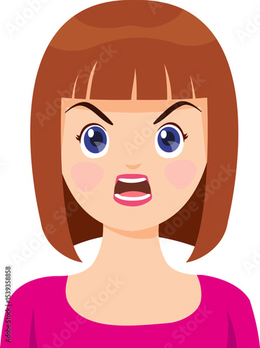 Portrait of Furious Woman: A close-up captures the raw emotion of a woman's anger through expressive features like furrowed brows, and a tightly pursed mouth.