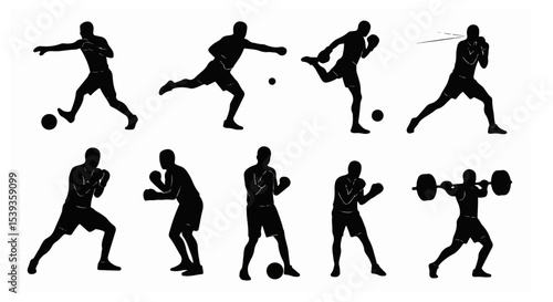 Powerful Silhouettes of Athletes Boxing Soccer Weightlifting Fitness Sport Exercise
