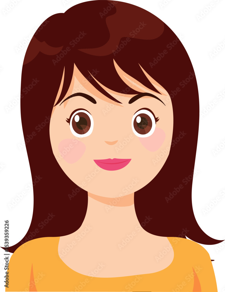 Smiling Face: A delightful cartoon woman embodies the epitome of youthful vivacity, her radiant smile and expressive eyes reflecting her positive and joyful outlook. Smiling Face: A delightful cartoon woman embodies the epitome of youthful vivacity, her radiant smile and expressive eyes reflecting her positive and joyful outlook.
